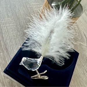 Swarovski winter bird christmas clip on ornament